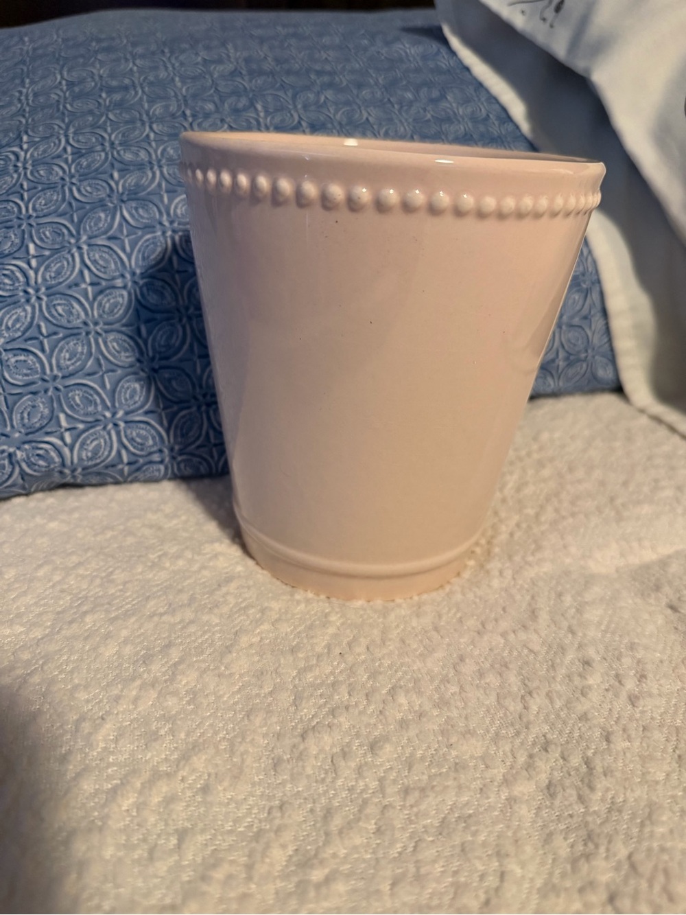 Blush Pink Beaded Ceramic Planter